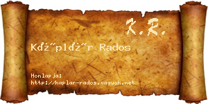 Káplár Rados névjegykártya